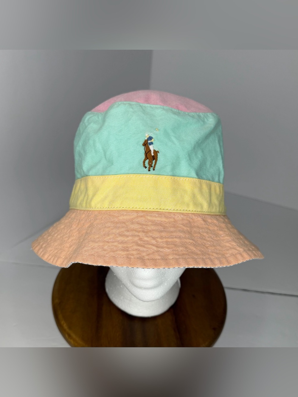 Polo Ralph Lauren Pastel Color-blocked Cotton Bucket Hat Size L/XL Unisex